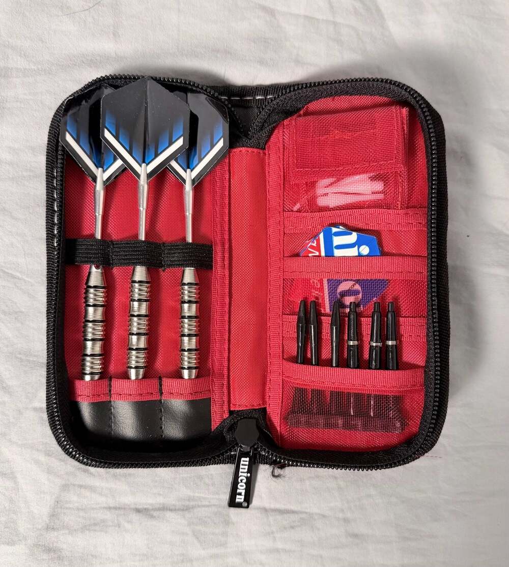 Unicorn Nickel Chrome Plated Steel Tip Darts Set with Carrying Case